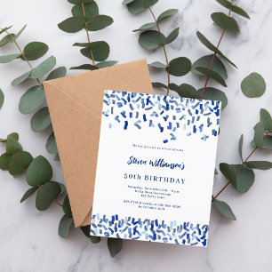 Papier Anniversaire marine bleu blanc confetti invitation