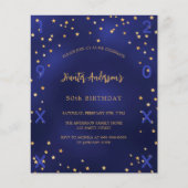 Papier Anniversaire marine bleu étoiles invitation année (Devant)