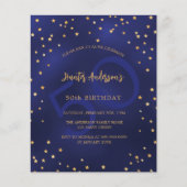 Papier Anniversaire marine bleu étoiles numéro invitation (Devant)