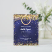 Papier Anniversaire marine bleu or diamant invitation pho (Debout devant)