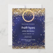 Papier Anniversaire marine bleu or diamant invitation pho (Devant)