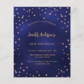 Papier Anniversaire marine bleu or étoiles invitation bud (Devant)