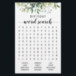 Papier Anniversaire Mot de recherche jeu Anniversaire fêt<br><div class="desc">Achetez ce jeu et profitez de la carte de recherche Word de haute qualité pour votre événement! Design à thème vert</div>
