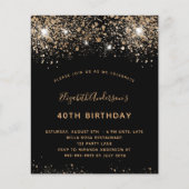 Papier Anniversaire Noir Code QR Budget RSVP Invitation (Devant)