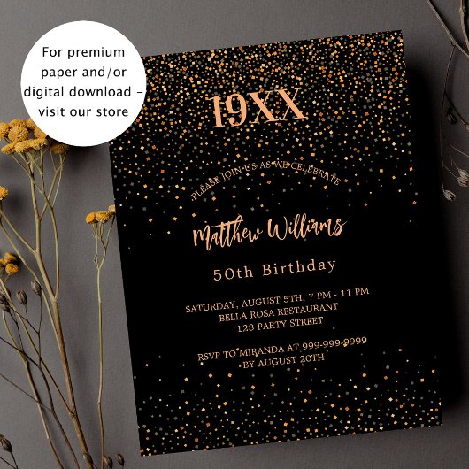 Papier Anniversaire noir confetti invitation budget