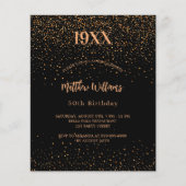 Papier Anniversaire noir confetti invitation budget (Devant)