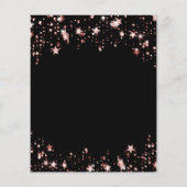 Papier Anniversaire noir rose or étoiles invitation (Dos)