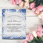 Papier Anniversaire parties scintillant bleu argenté invi<br><div class="desc">Pour un 40ème anniversaire élégant (ou tout âge). Un arrière - plan faux argenté. Décoré de parties scintillant en faux bleu marine,  brille. Personnalisez et ajoutez un nom,  un âge et des détails de la fête. Le nom est écrit avec un script de style manuscrit</div>