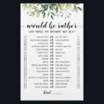 Papier Anniversaire Plutôt éditable jeu<br><div class="desc">Achetez ce jeu de verdure éditable et profitez de la haute qualité de la carte Will He Plutôt pour votre événement! C'est un modèle de jeu,  Vous pouvez changer les questions comme vous le souhaitez! Aquarelle verte design feuille.</div>
