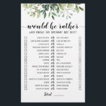 Papier Anniversaire Plutôt éditable jeu<br><div class="desc">Achetez ce jeu de verdure éditable et profitez de la haute qualité de la carte Will He Plutôt pour votre événement! C'est un modèle de jeu,  Vous pouvez changer les questions comme vous le souhaitez! Aquarelle verte design feuille.</div>