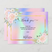 Papier Anniversaire rose violet photo arc-en-ciel merci (Devant / Derrière)