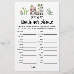 Papier Anniversaire Terminer son phrase Anniversaire jeu