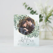 Papier Annonce de fiançailles photo Eucalyptus à petit bu (Debout devant)