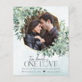 Papier Annonce de fiançailles photo Eucalyptus à petit bu (Devant)