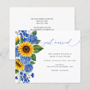 Papier Annonce de mariage Fleurs de tournesol bleu royal