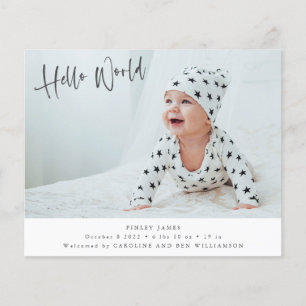 Papier Annonce de naissance Budget Deux Photo Hello World