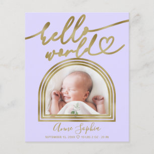 Papier Annonce de naissance Cadre Arch Hello World Budget