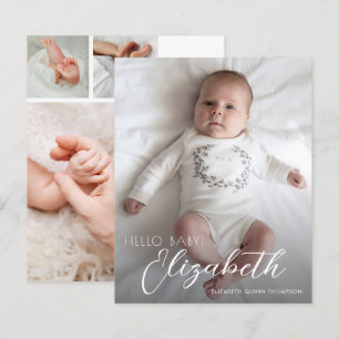 Papier Annonce de naissance écriture blanche sur fond bud