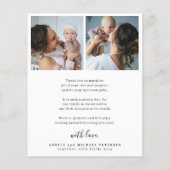 Papier Annonce de naissance photo de bienvenue pour bébé  (Dos)