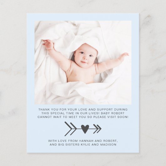 Papier Annonce de naissance photo de petit garçon Budget  (Dos)