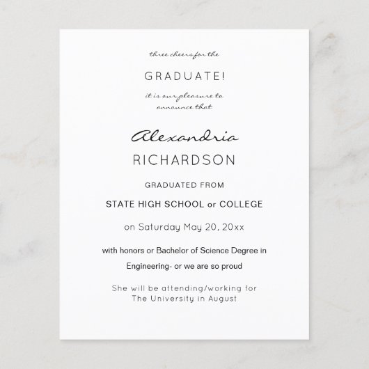 Papier Annonce de remise de diplôme avec modification de  (Dos)