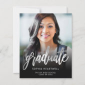 Papier Annonce de remise de diplôme Script Argent Photo É (Devant)