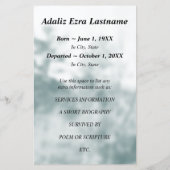 Papier annonce des services funéraires de prière d'ange (Dos)