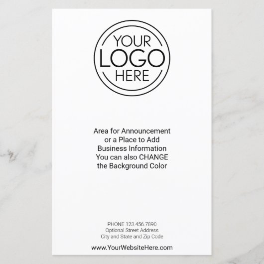 Papier Annonce du logo de l'entreprise, contact Info pros (Devant)