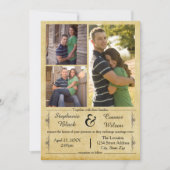 Papier antique 3 Photos - Faire-part de mariage (Devant)