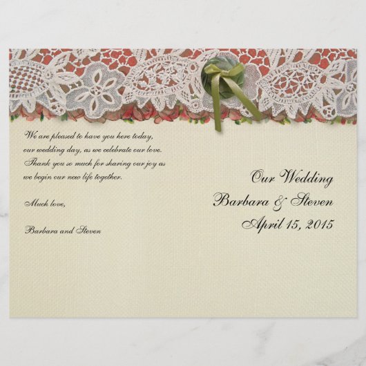 Papier Antique Rose dentelle Rustique Rouge Victorien Bur (Devant)