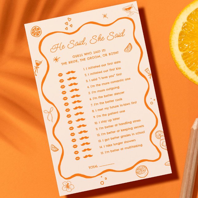 Papier Aperol Spritz Fête des mariées Qui A Dit Jeu (Créateur téléchargé)