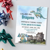 Papier Appel à tous les dragons aquarelle budget d'annive