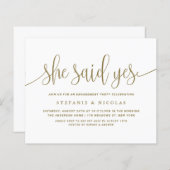 Papier Appel doré Elle a dit oui Fête de fiançailles (Devant / Derrière)