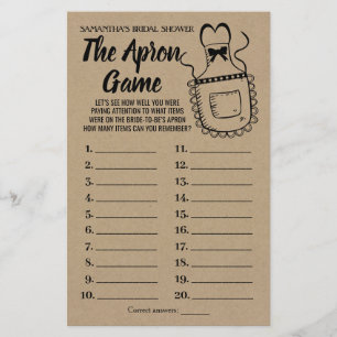 Papier Apron nuptiale douche anglais jeu espagnol