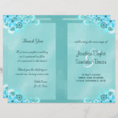 Papier Aqua bleu foncé Floral Turquoise Bi-Fold Wedding P (Devant / Derrière)