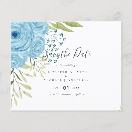 Papier Aqua Blue Floral Mariage (Devant)