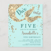 Papier Aqua Mermaid 5e anniversaire Invitation budgétaire (Devant)