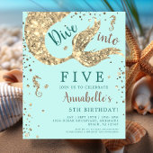 Papier Aqua Mermaid 5e anniversaire Invitation budgétaire
