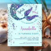 Papier Aqua Mermaid Queue Anniversaire Budget Invitation