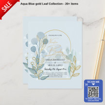 Aqua Sea Glass Gold Espagnol Boda Mariage Invitati