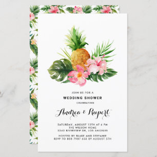 Papier Aquarelle ananas Wedding shower tropical