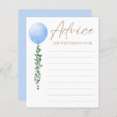 Papier Aquarelle Baby shower de garçon de ballons bleu (Devant / Derrière)
