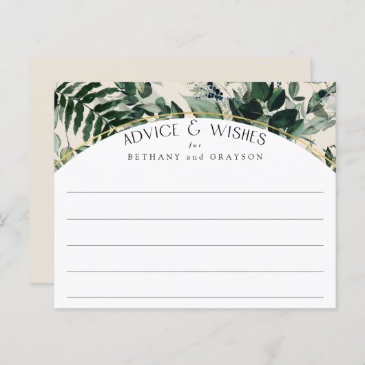 Papier Aquarelle beige Vert feuillage Conseil mariage (Devant / Derrière)