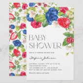 Papier Aquarelle Berries mélangées Baby shower Invitation (Devant / Derrière)