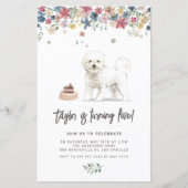 Papier Aquarelle Bichon Frise Chien Invitation Anniversai (Devant)