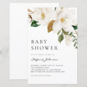 Papier Aquarelle blanc Magnolia Baby shower Invitation (Devant / Derrière)
