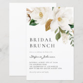 Papier Aquarelle blanc Magnolia Bridal Brunch Invitation (Devant / Derrière)