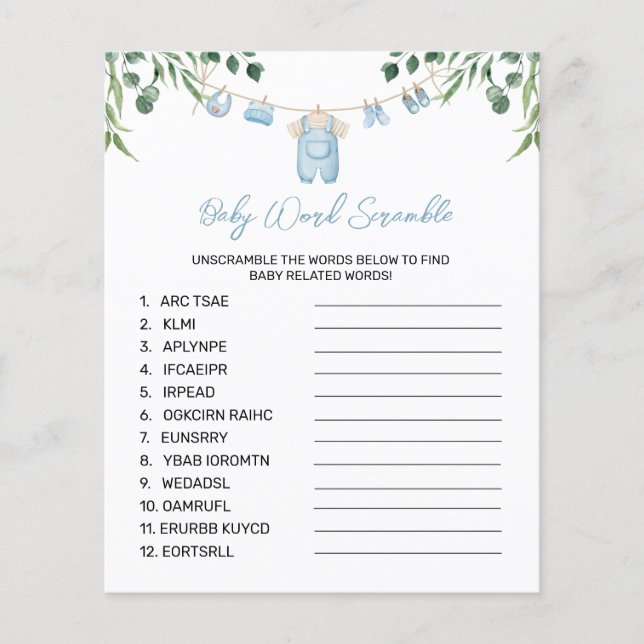 Papier Aquarelle Blanchisserie Mot Bleu Jeu (Devant)