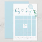 Papier Aquarelle bleu Baby shower Bingo Jeu (Devant / Derrière)