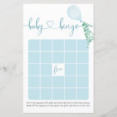 Papier Aquarelle bleu Baby shower Bingo Jeu (Devant)